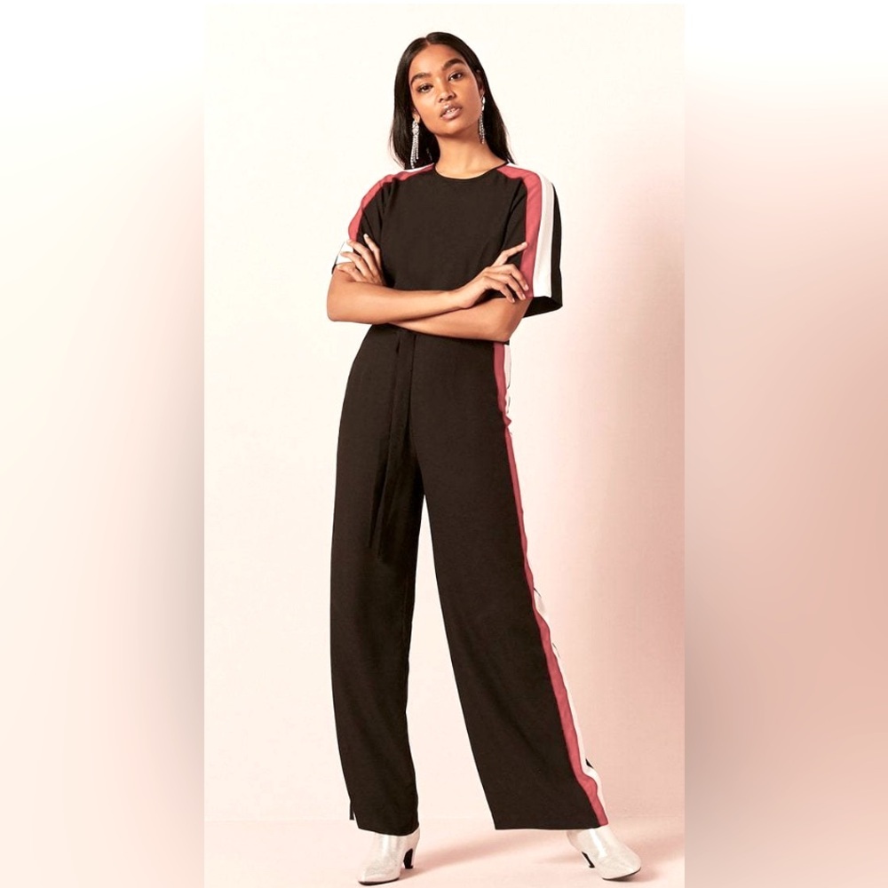 Forever 21 jumpsuit size Extra large, black with white in orange stripe